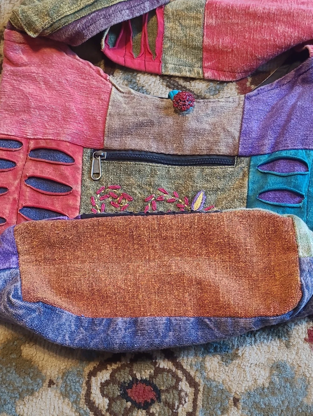 Patchwork Embroidered Hobo Boho Bohemian Crossbody Bag Purse Colorful Artsy